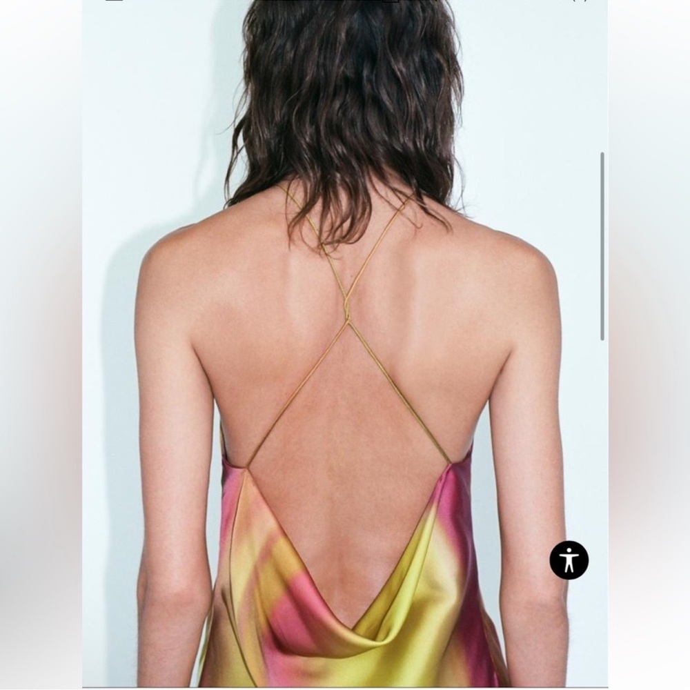ZARA Tie Dye Backless Midi Dress NWT L - Picture 2 of 16